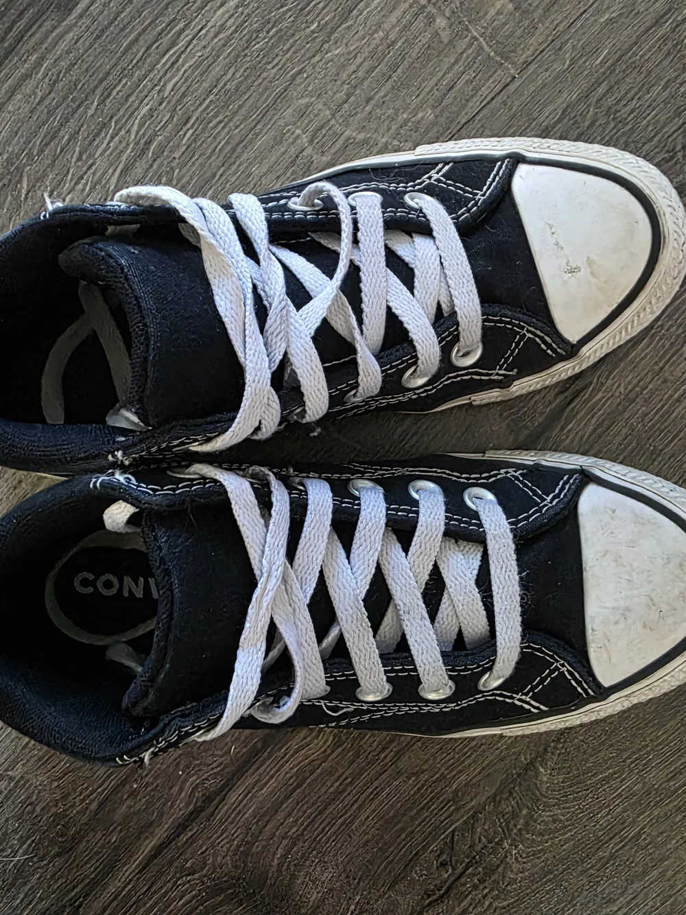 Kids Black High-Top Canvas Sneakers with White Laces